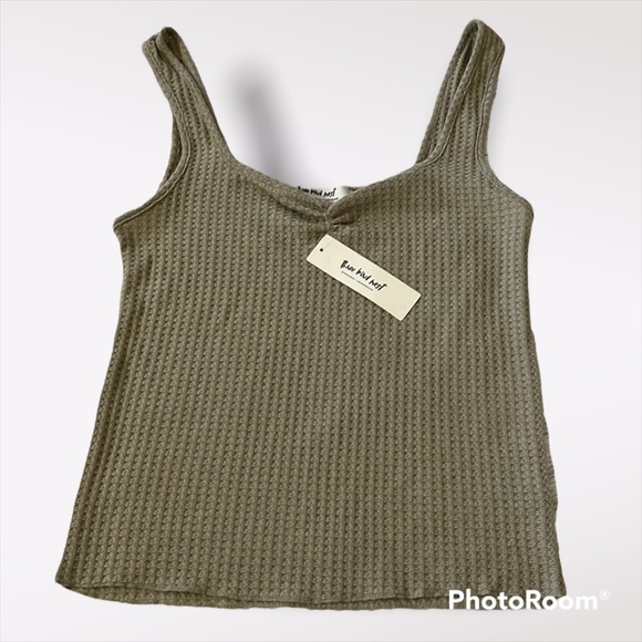 Three Bird Nest - Women’s Waffle Tank Top - Sage - Picture 3 of 10